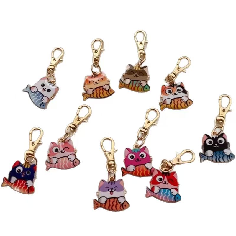 10pcs alloy printed cat keycha - Packaging review and price